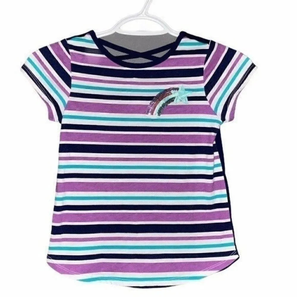 Striped Rainbow cross back tshirt